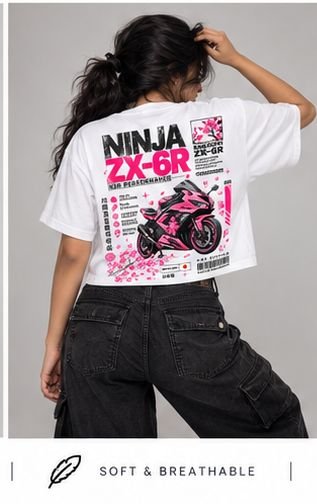Ninja ZX-6R Pink Racing Women’s Cropped Tee - Image 3